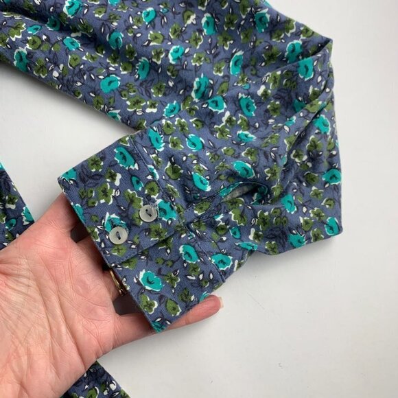 Boden Blue Green Collared Midi Shirt Dress with Sash Size 16 L 0064 - Picture 5 of 7